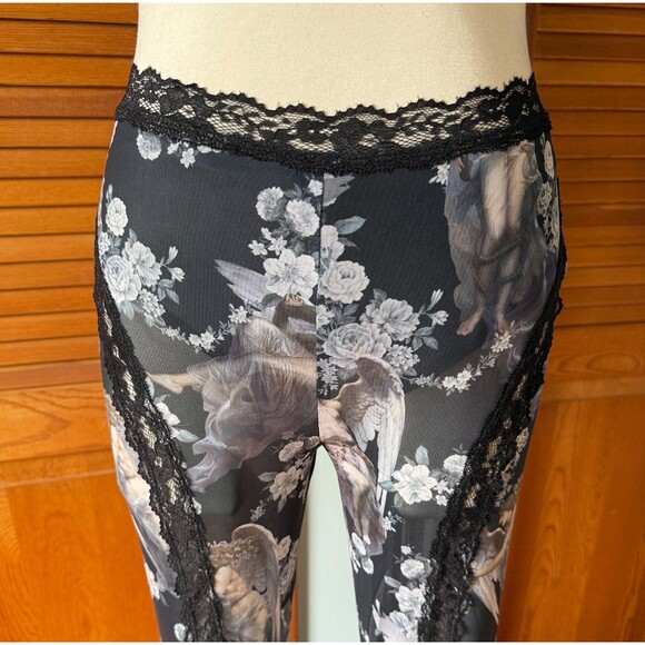 Dolls Kill Gothic Victorian Come My Sweet Angle Flower Lace Flares Leggings S - Picture 2 of 11